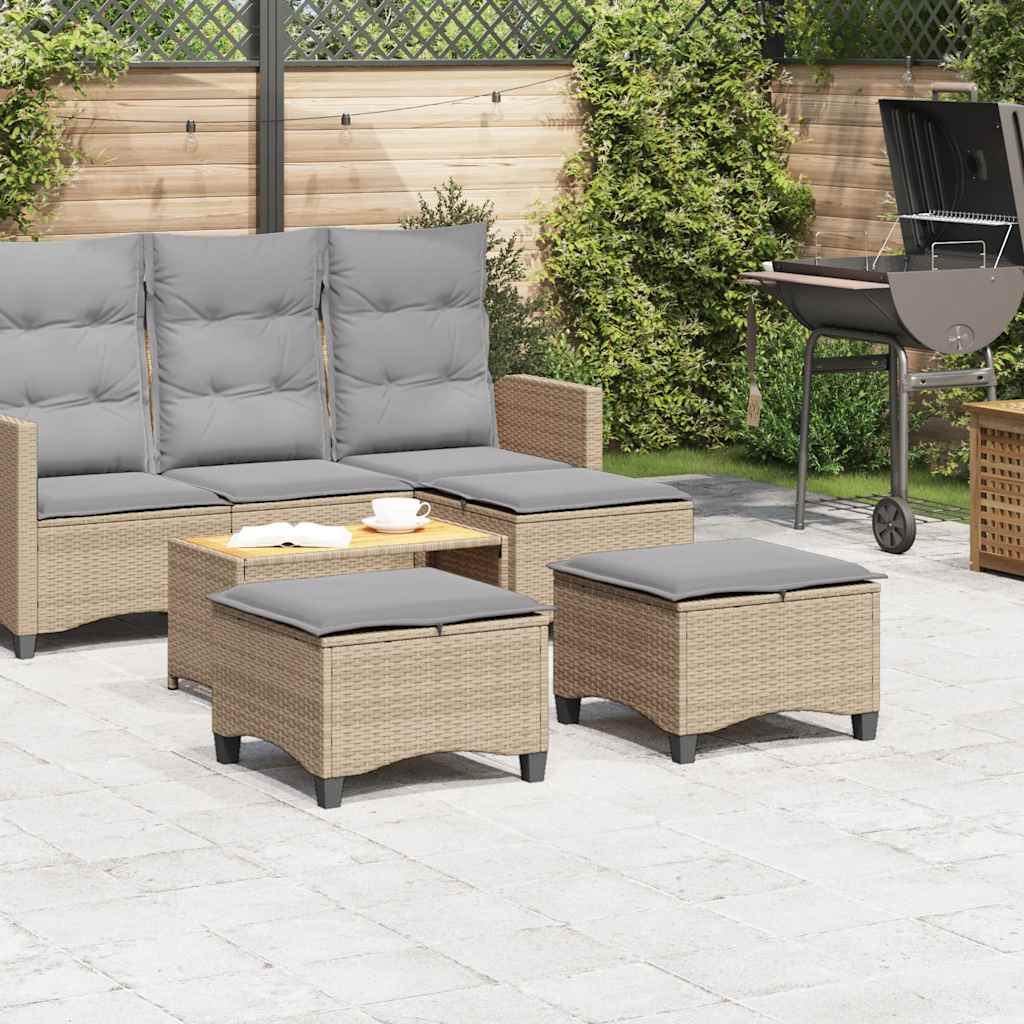 Bancos de jardim com almofadas 2 unid 55x55x36 cm vime PE bege