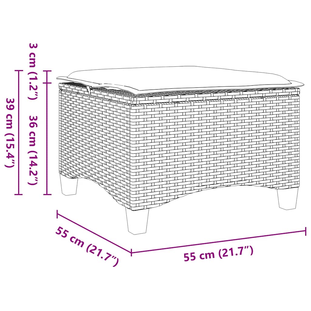 Bancos de jardim com almofadas 2 unid 55x55x36 cm vime PE bege