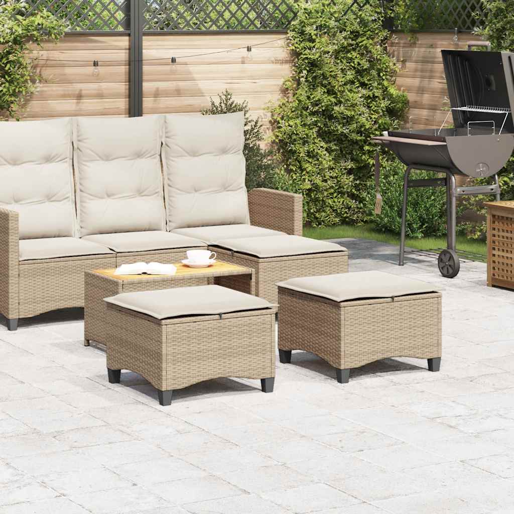 Bancos de jardim com almofadas 2 unid 55x55x36 cm vime PE bege