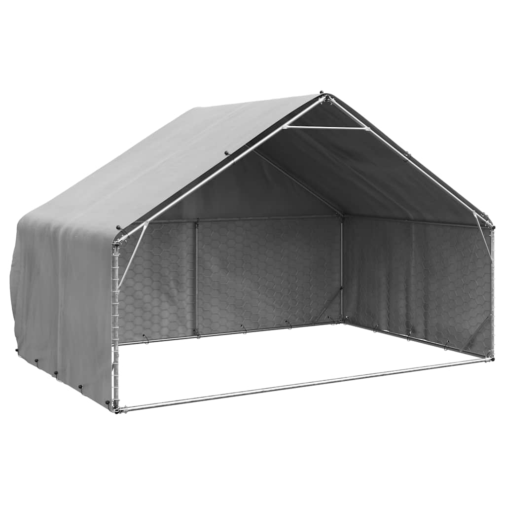 Canil para cães ao ar livre com cobertura 3x2x1,9 m Aço galvanizado