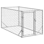 Canil para cães ao ar livre com porta 2x1x1 m aço galvanizado