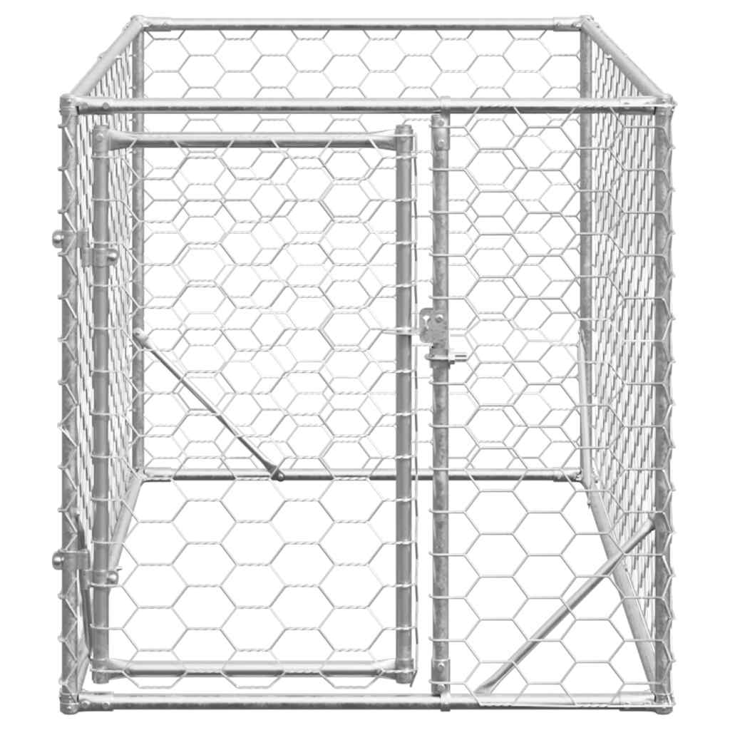 Canil para cães ao ar livre com porta 2x1x1 m aço galvanizado