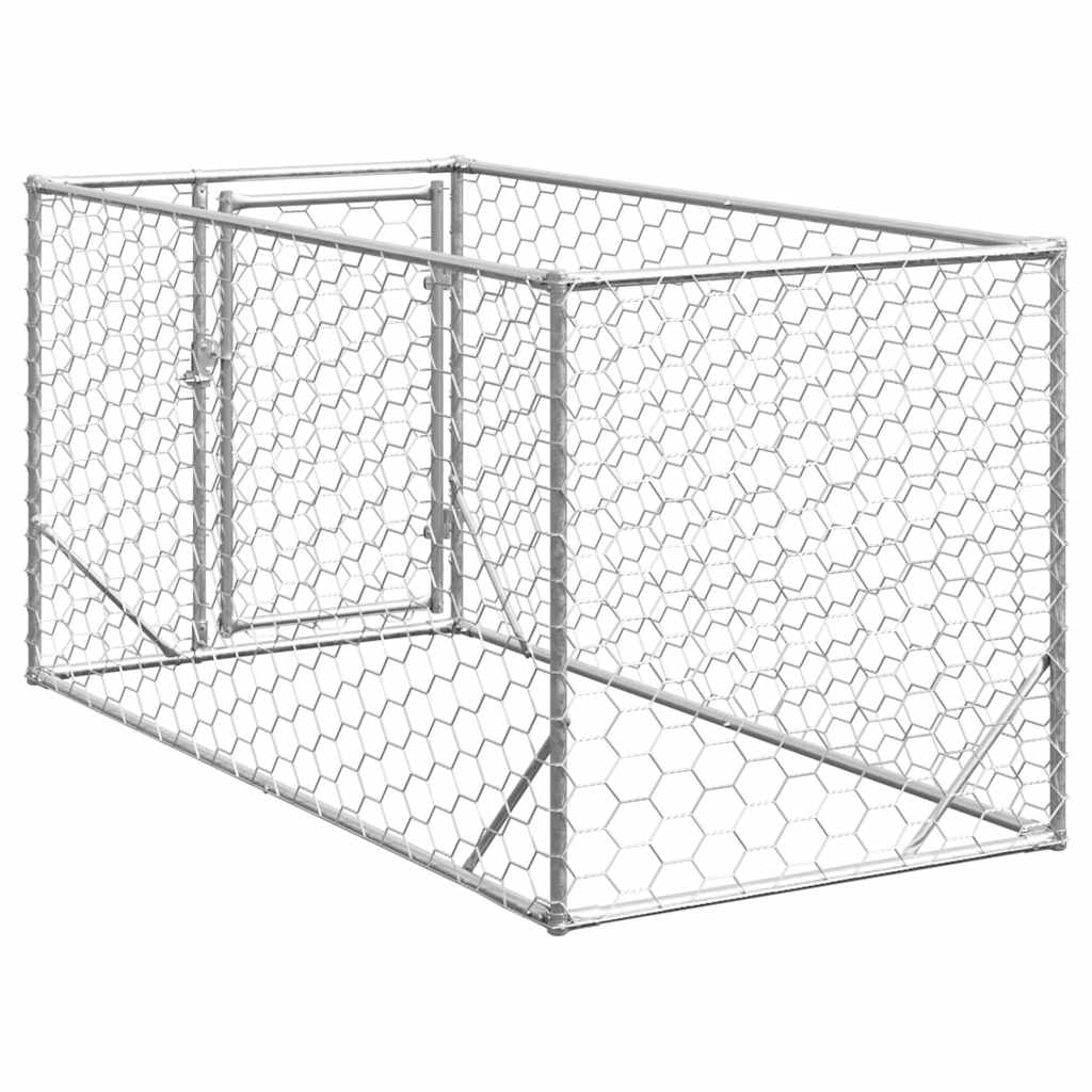 Canil para cães ao ar livre com porta 2x1x1 m aço galvanizado
