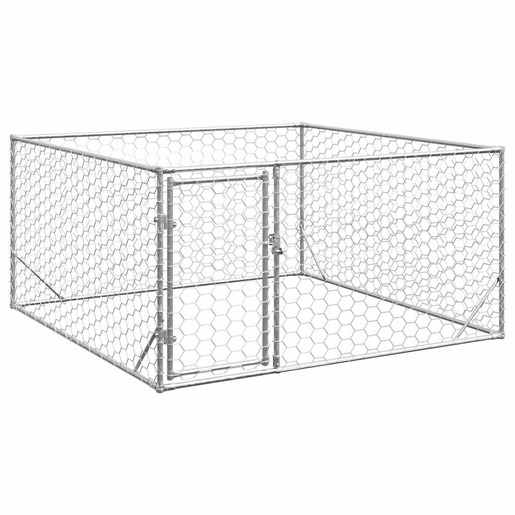 Canil para cães ao ar livre com porta 2x2x1 m aço galvanizado