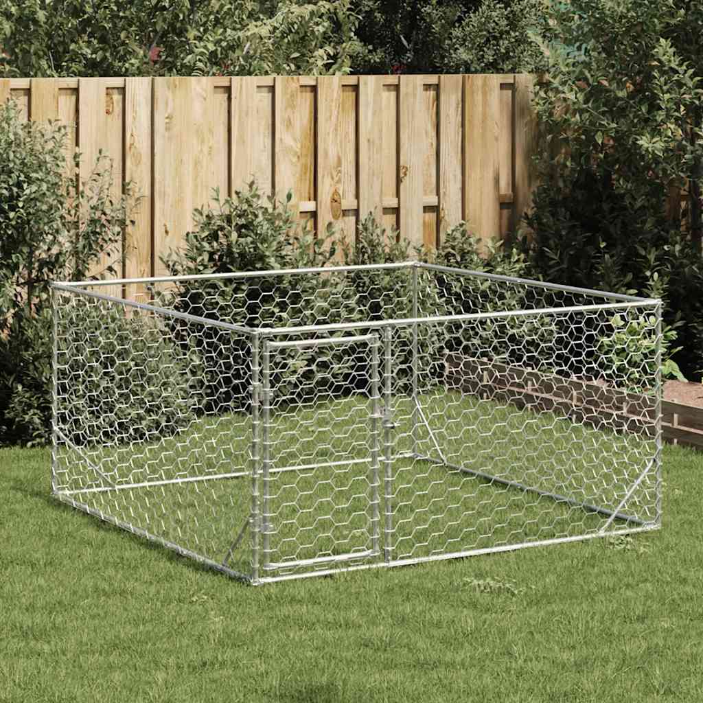 Canil para cães ao ar livre com porta 2x2x1 m aço galvanizado