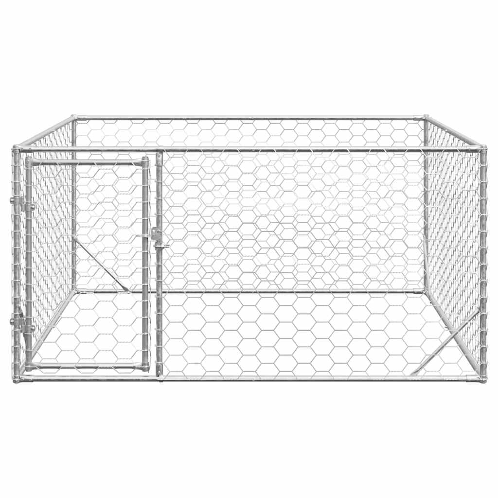 Canil para cães ao ar livre com porta 2x2x1 m aço galvanizado