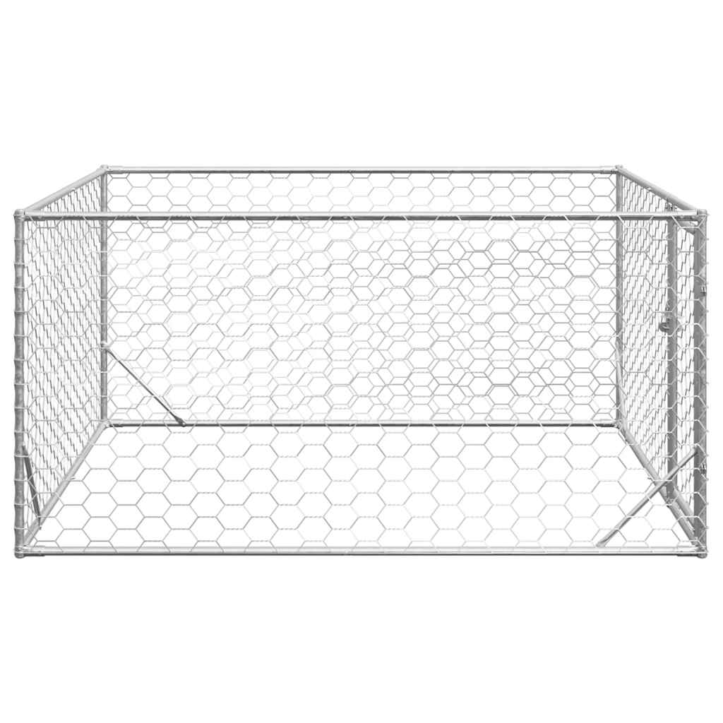 Canil para cães ao ar livre com porta 2x2x1 m aço galvanizado