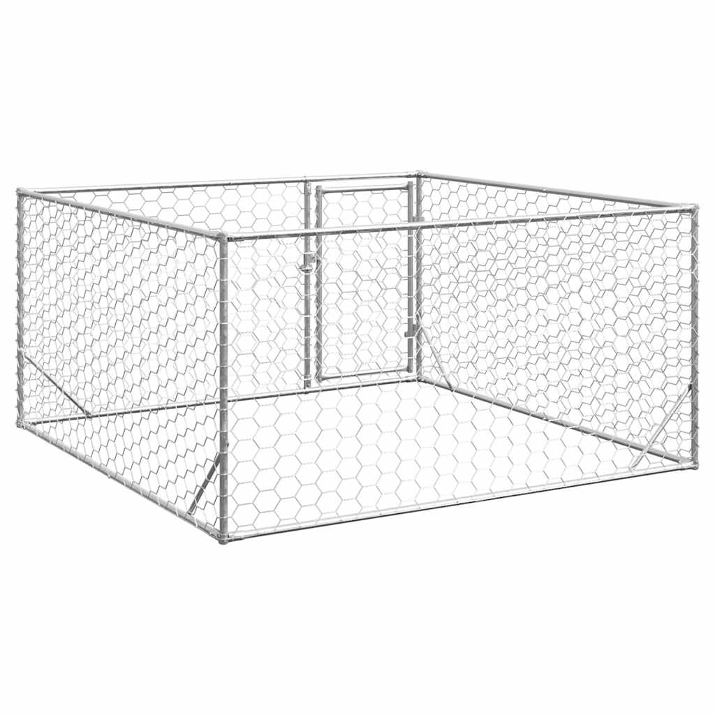 Canil para cães ao ar livre com porta 2x2x1 m aço galvanizado