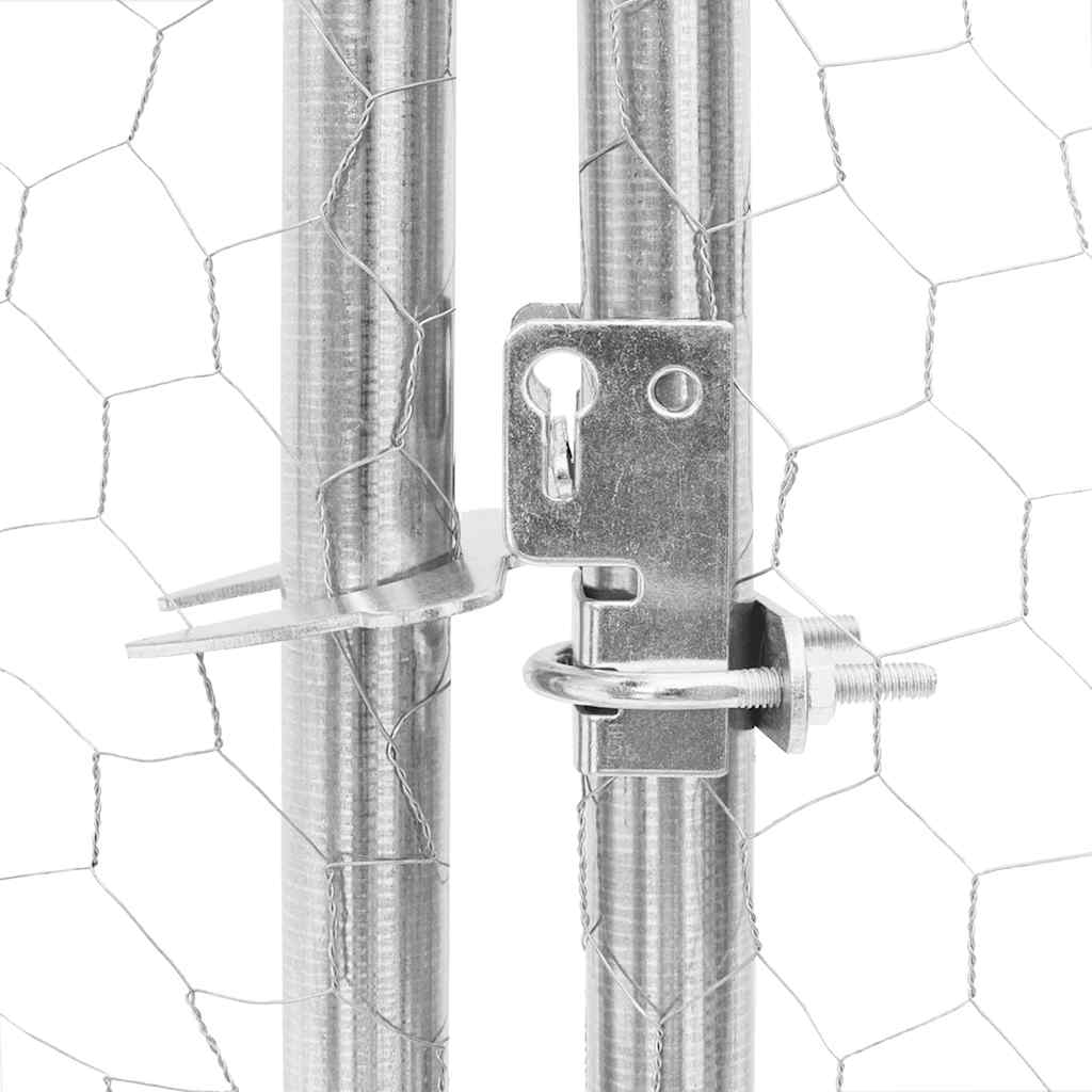 Canil para cães ao ar livre com porta 2x2x1 m aço galvanizado