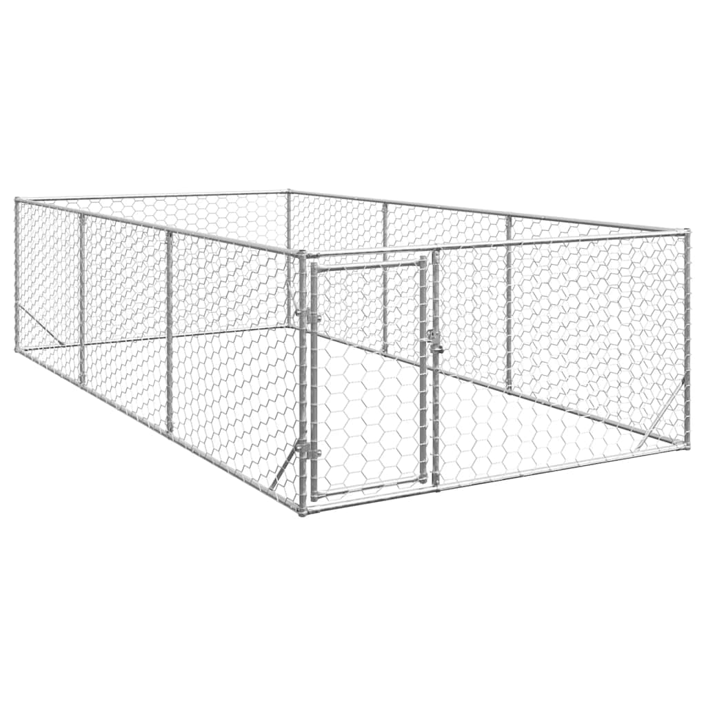 Canil para cães ao ar livre com porta 2x4x1 m aço galvanizado
