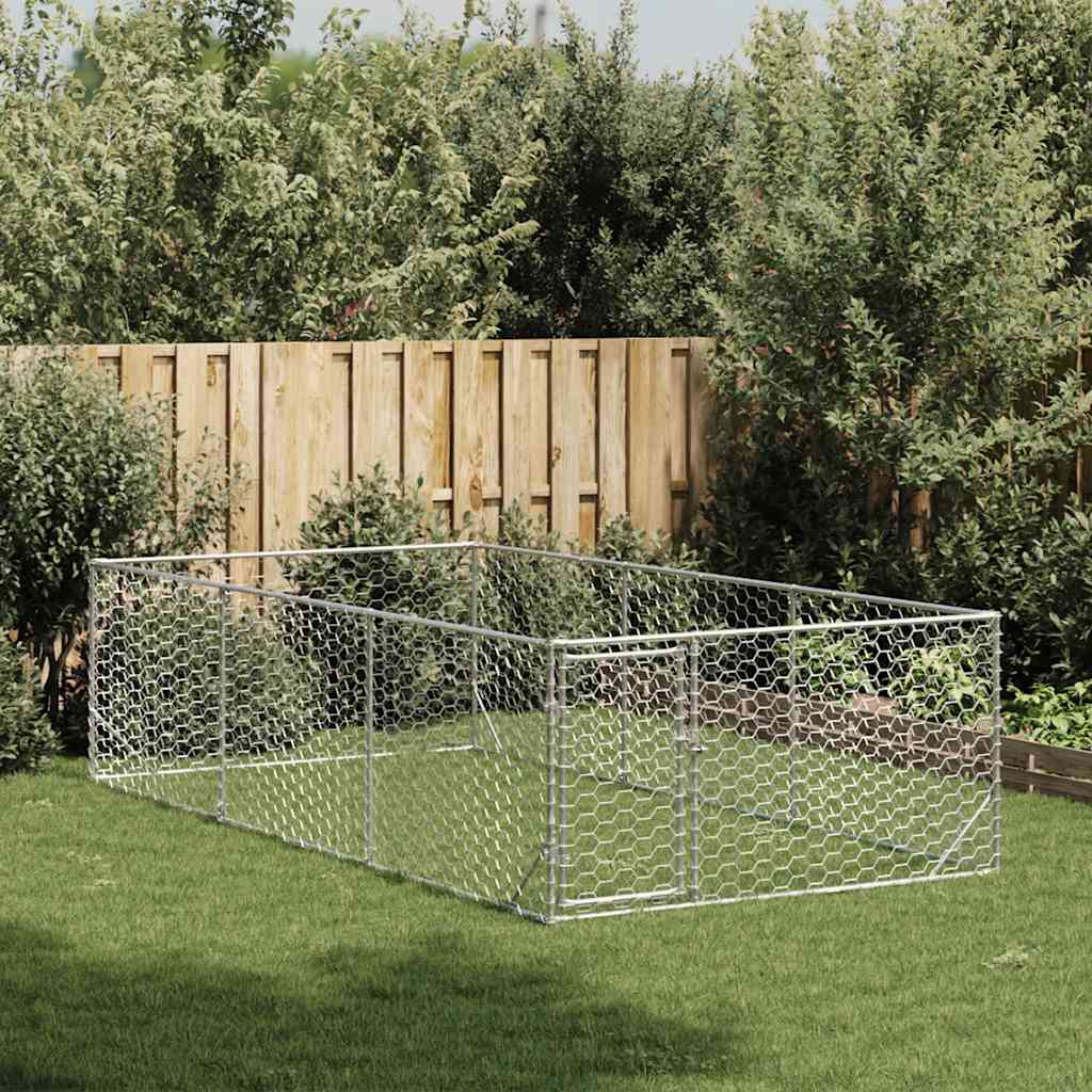 Canil para cães ao ar livre com porta 2x4x1 m aço galvanizado