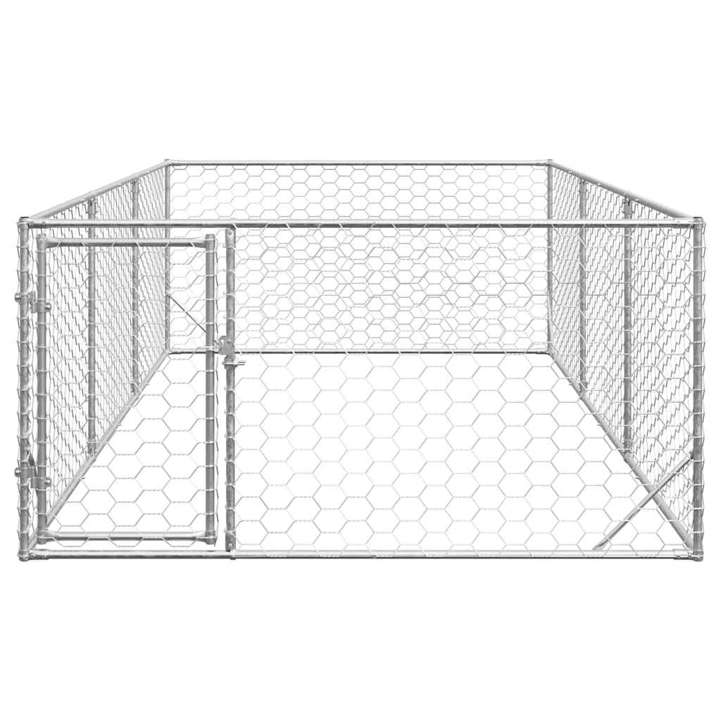 Canil para cães ao ar livre com porta 2x4x1 m aço galvanizado