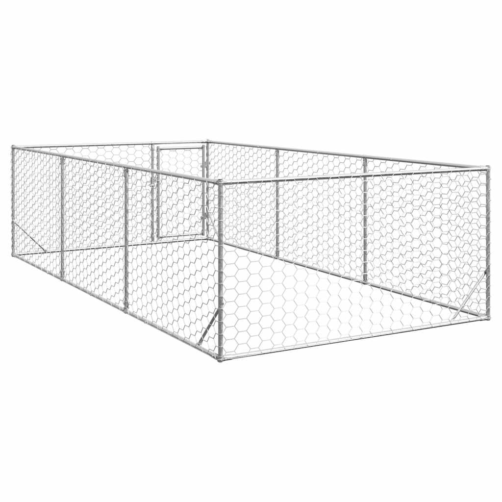 Canil para cães ao ar livre com porta 2x4x1 m aço galvanizado
