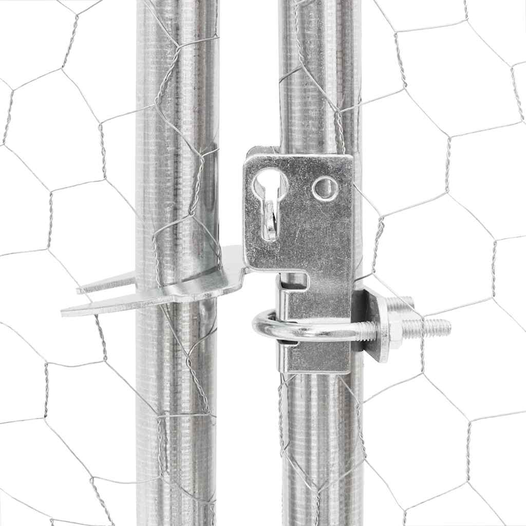 Canil para cães ao ar livre com porta 2x4x1 m aço galvanizado
