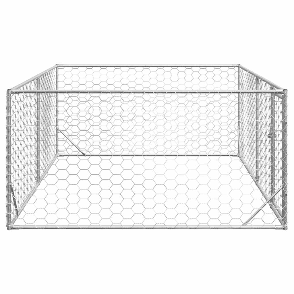 Canil para cães ao ar livre com porta 3x2x1 m aço galvanizado