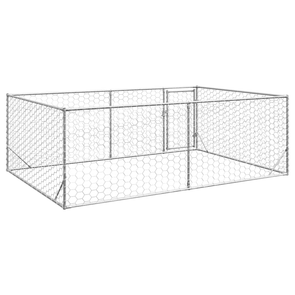 Canil para cães ao ar livre com porta 3x2x1 m aço galvanizado