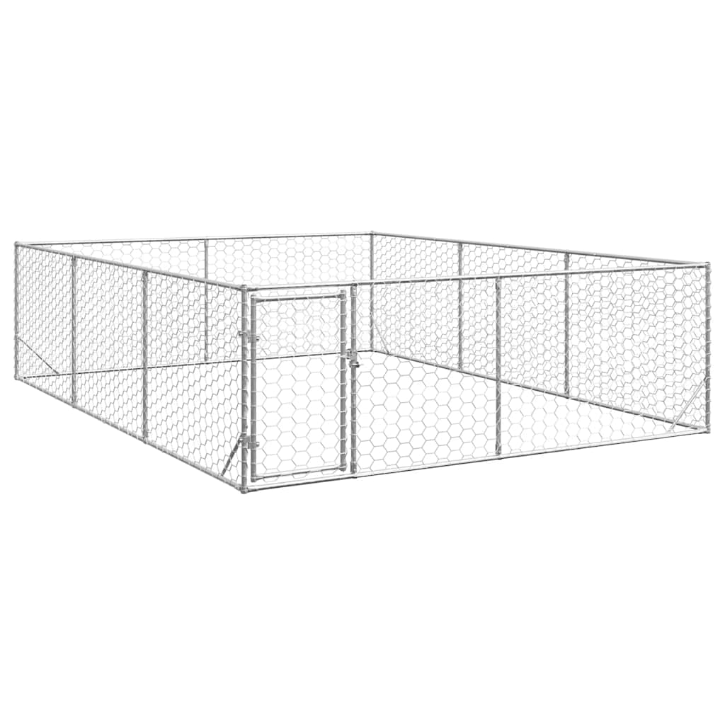 Canil para cães ao ar livre com porta 3x4x1 m aço galvanizado