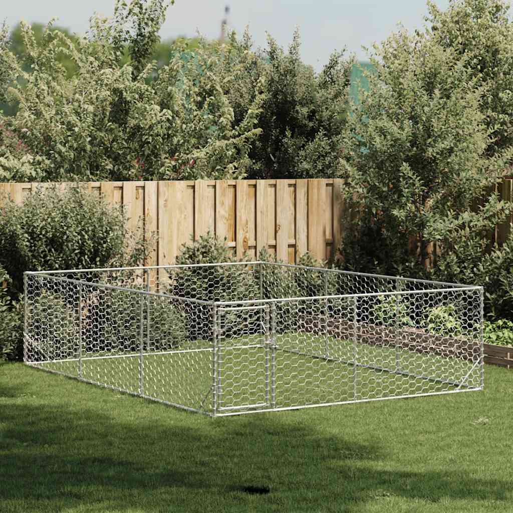 Canil para cães ao ar livre com porta 3x4x1 m aço galvanizado