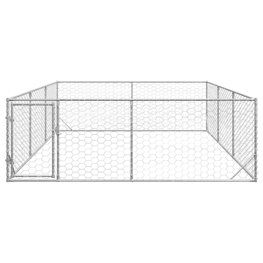 Canil para cães ao ar livre com porta 3x4x1 m aço galvanizado