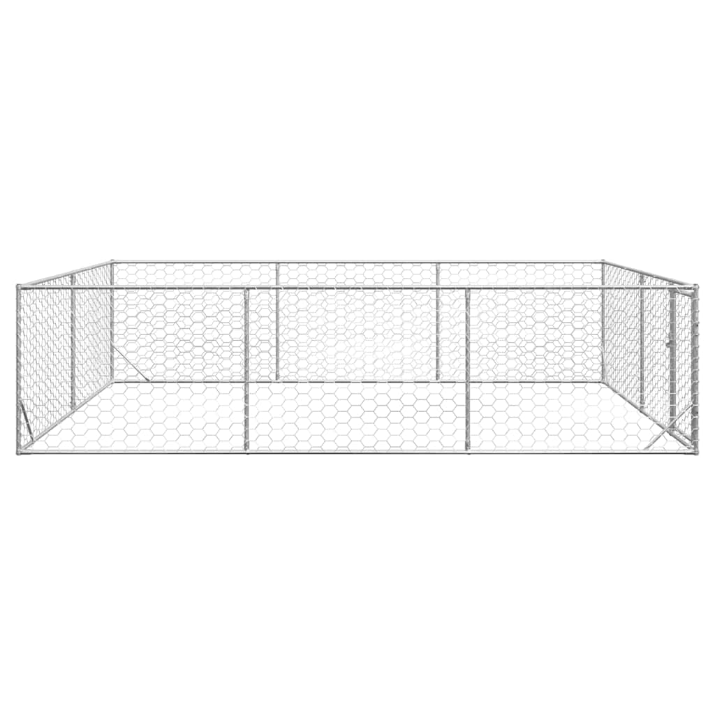 Canil para cães ao ar livre com porta 3x4x1 m aço galvanizado