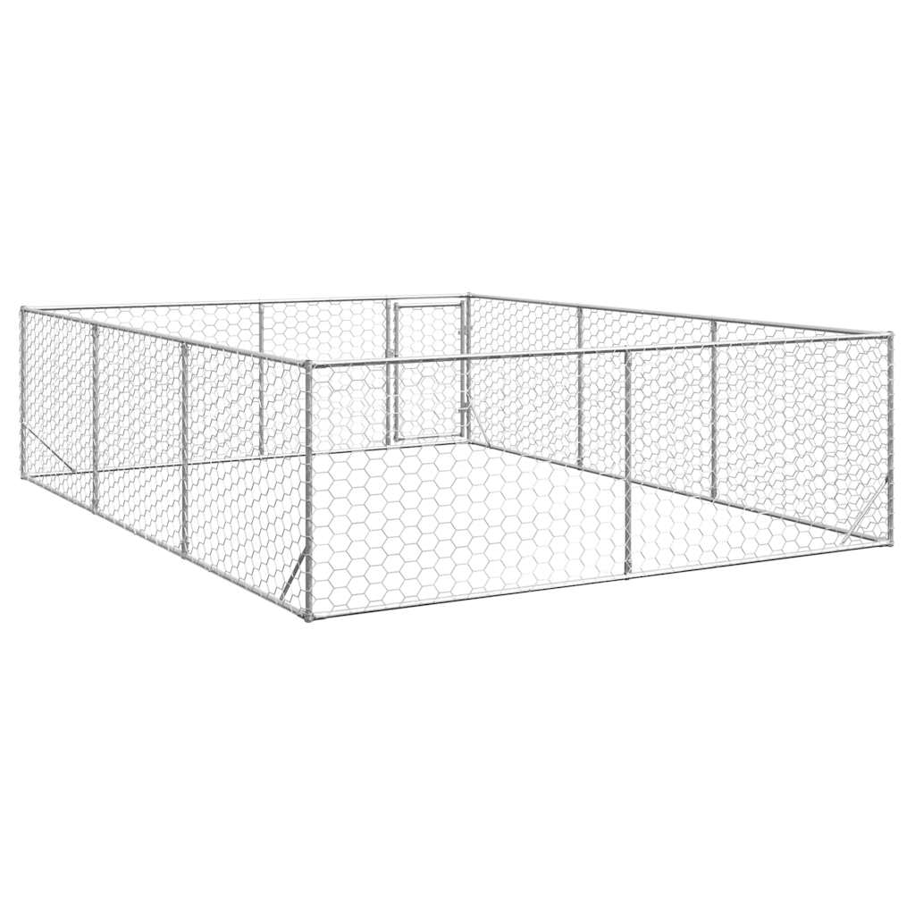 Canil para cães ao ar livre com porta 3x4x1 m aço galvanizado