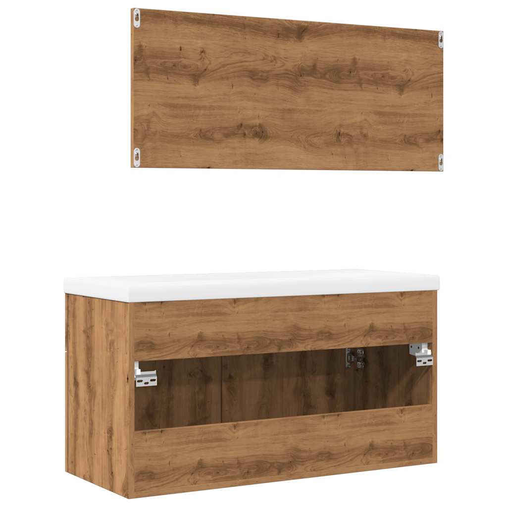 3 pcs móveis de casa de banho deriv. madeira carvalho artisiano