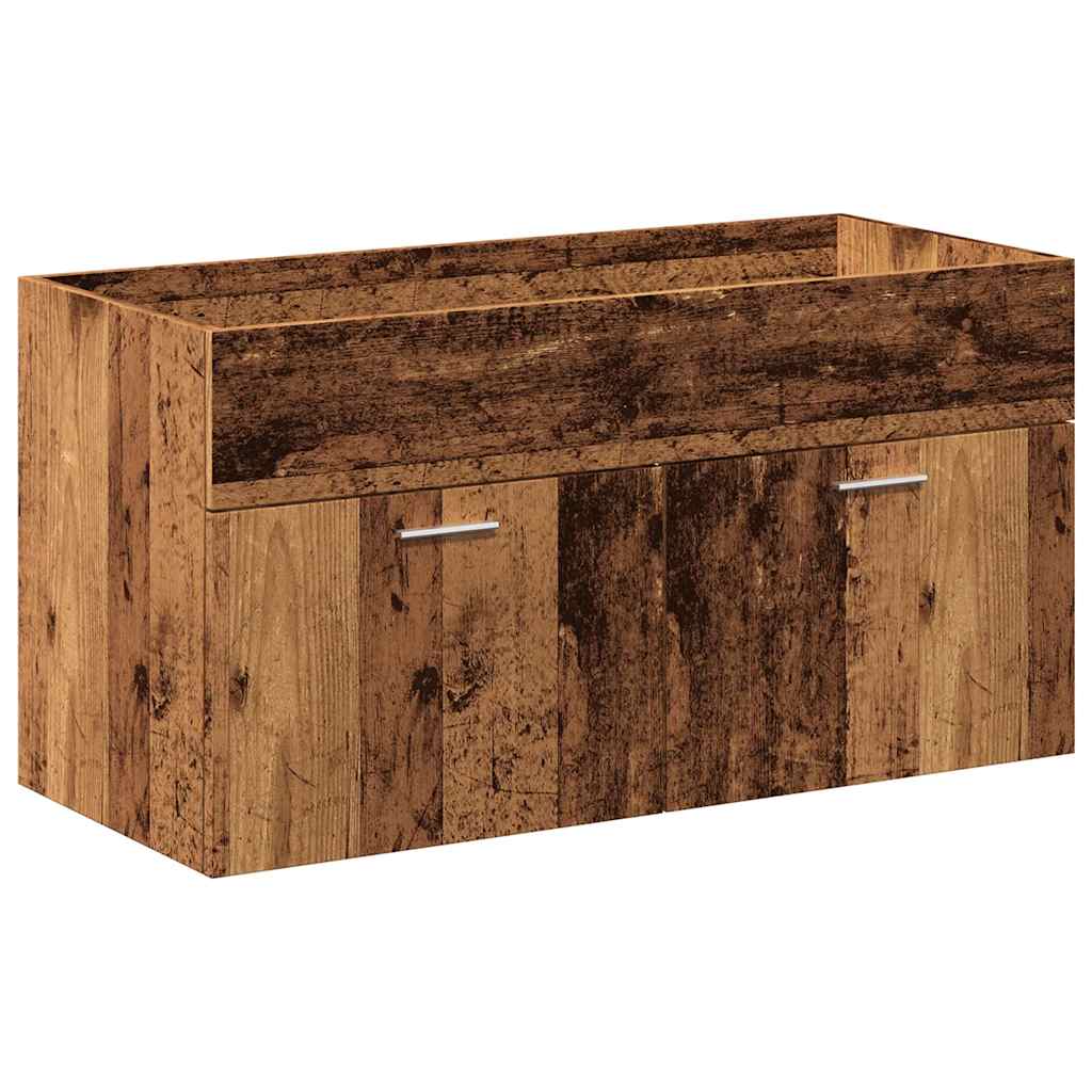 4 pcs conj. móveis casa banho derivados madeira madeira velha