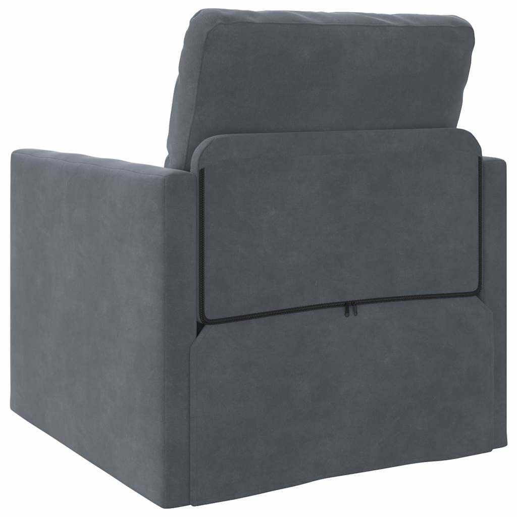 Sofá-Cama com almofada Cinzento escuro 74 x 77 x 81 cm Veludo