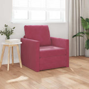 Sofá-Cama com almofada vermelho tinto 74 x 77 x 81 cm Veludo