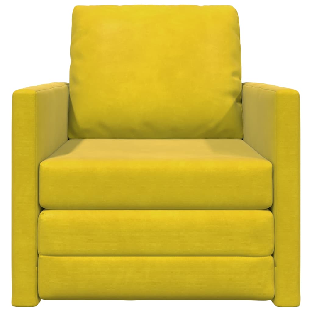 Sofá-Cama com almofada Amarelo-escuro 74 x 77 x 81 cm Veludo