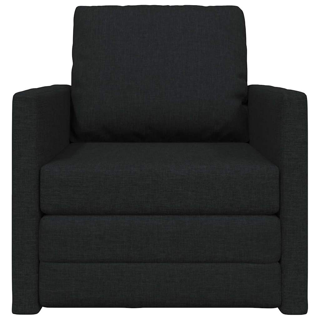 Sofá-Cama de Chão com almofada Preto 74 x 77 x 81 cm tecido