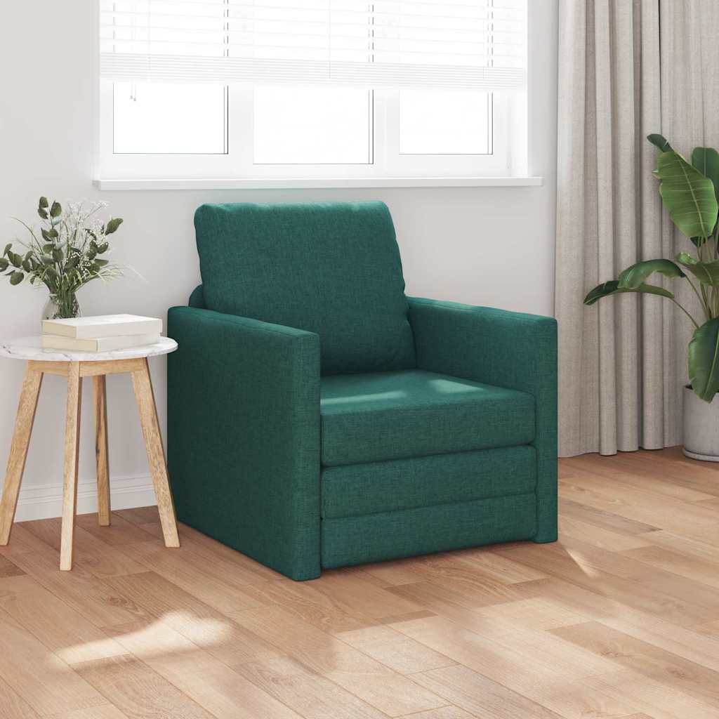 Sofá-Cama de Chão Verde-escuro 74 x 77 x 81 cm tecido