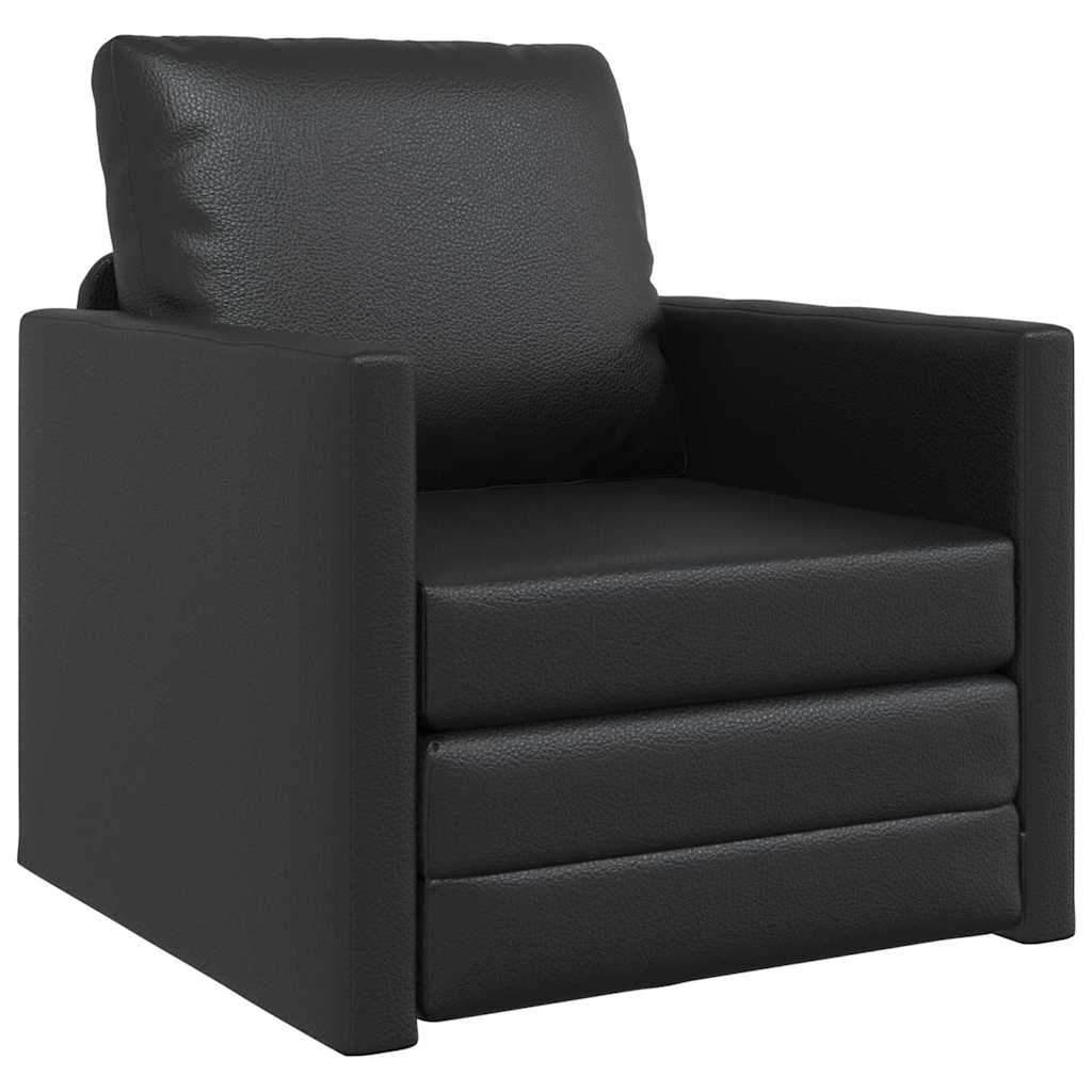 Sofá-cama de chão Preto 74 x 77 x 81 cm Couro sintético