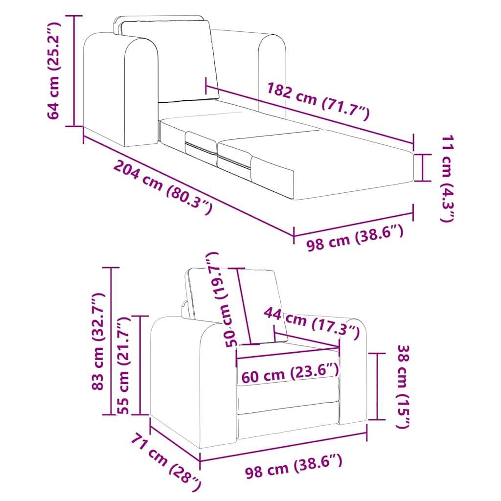 Sofá-Cama Verde-escuro 98 x 71 x 83 cm Veludo