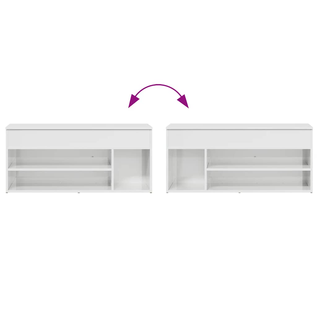 Banco sapateira 102x30,5x45 cm branco brilhante