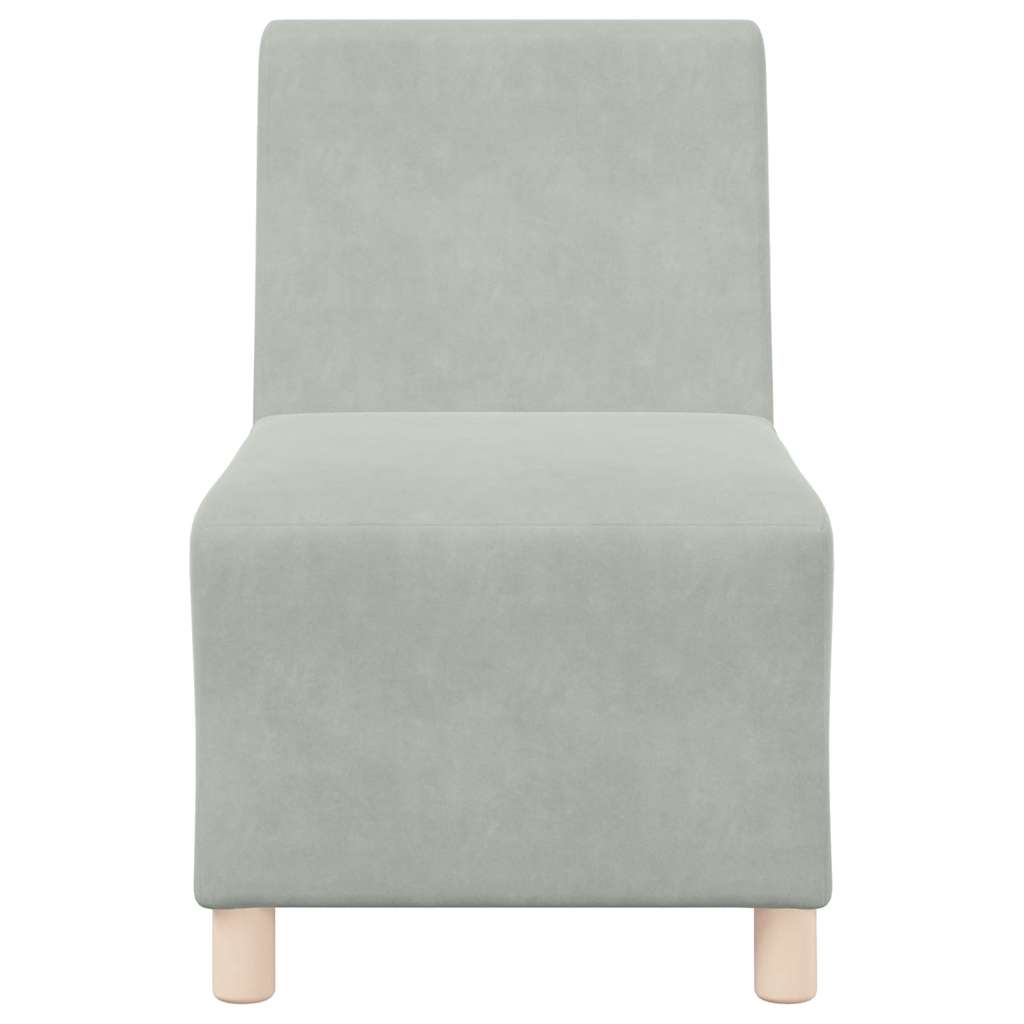 Poltrona sem braços 55 cm veludo cinzento-claro