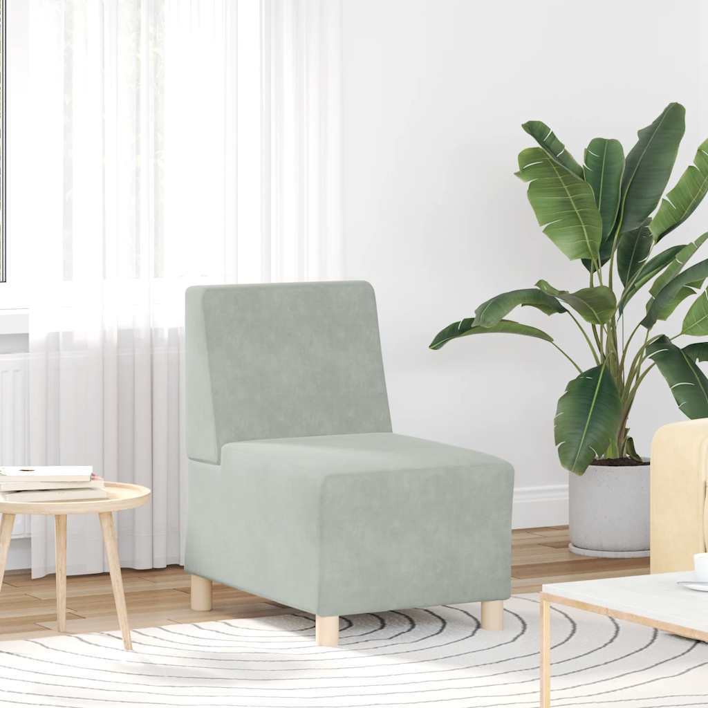 Poltrona sem braços 55 cm veludo cinzento-claro