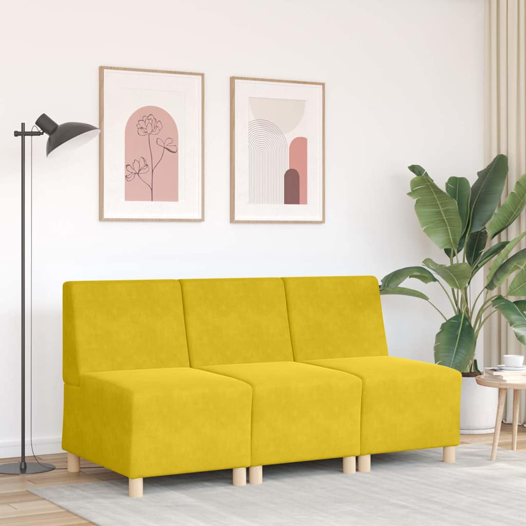 Poltrona sem braços 55 cm veludo amarelo