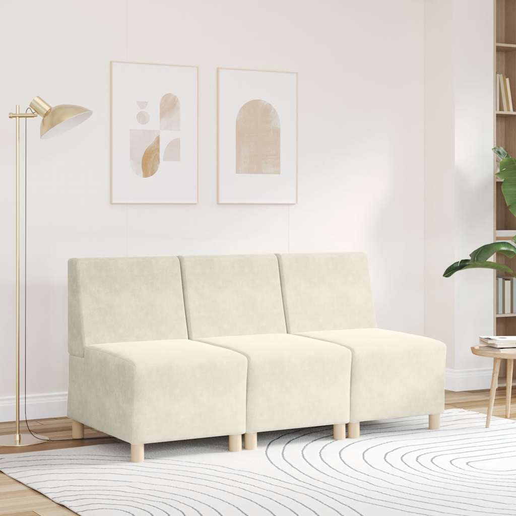 Poltrona sem braços 55 cm veludo cor creme