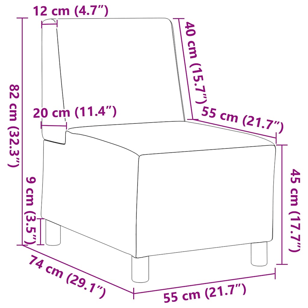 Poltrona sem braços 55 cm veludo cor creme