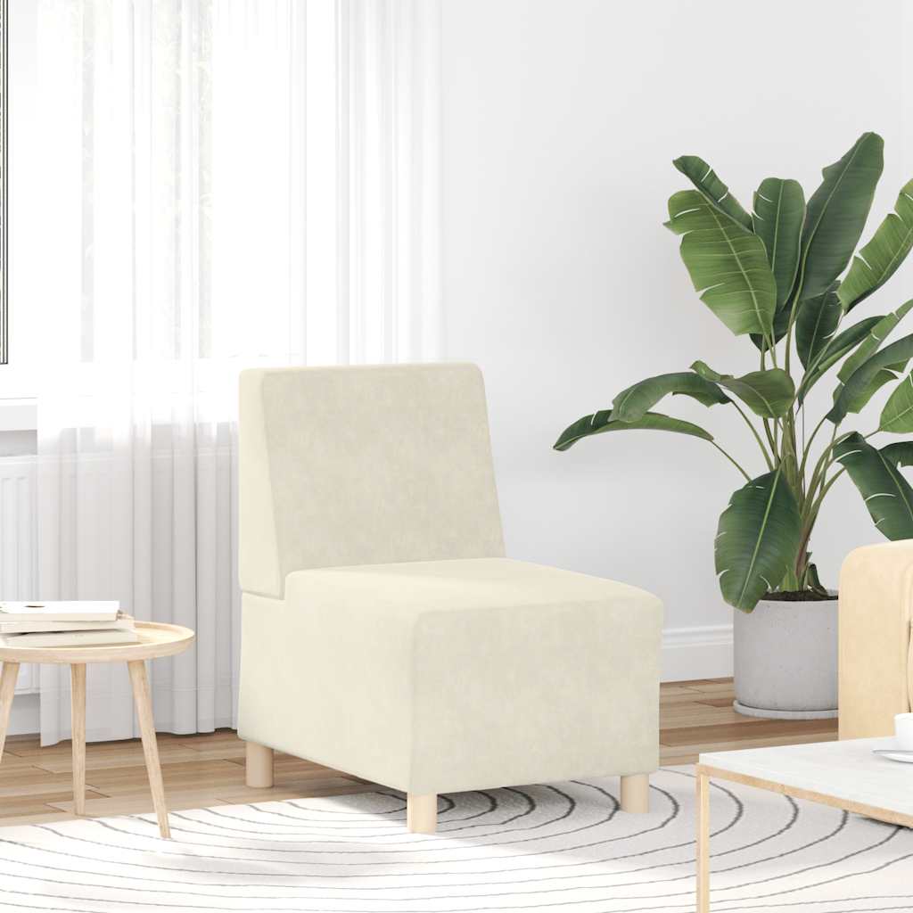 Poltrona sem braços 55 cm veludo cor creme