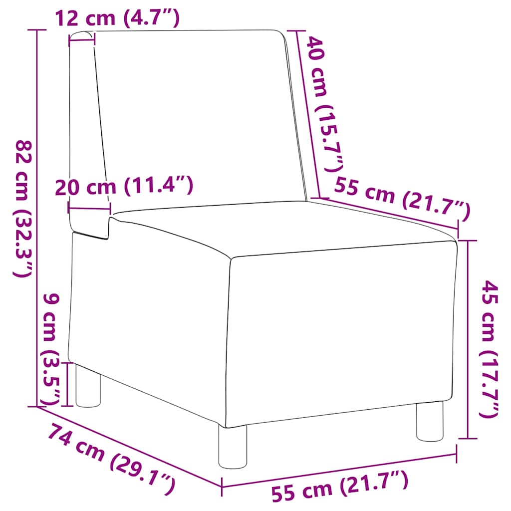 Poltrona sem braços 55 cm couro artificial creme
