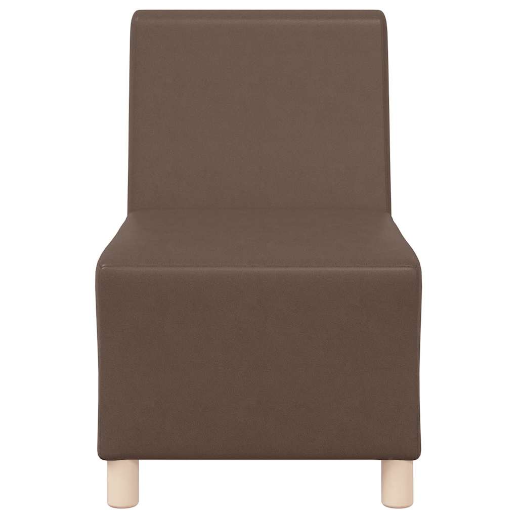 Poltrona sem braços 55 cm couro artificial castanho