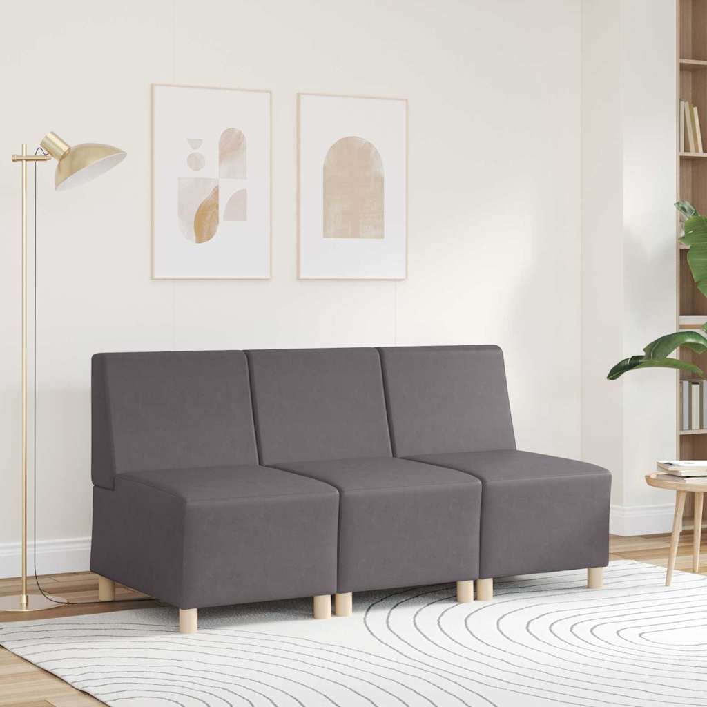Poltrona sem braços 55 cm couro artificial cinzento