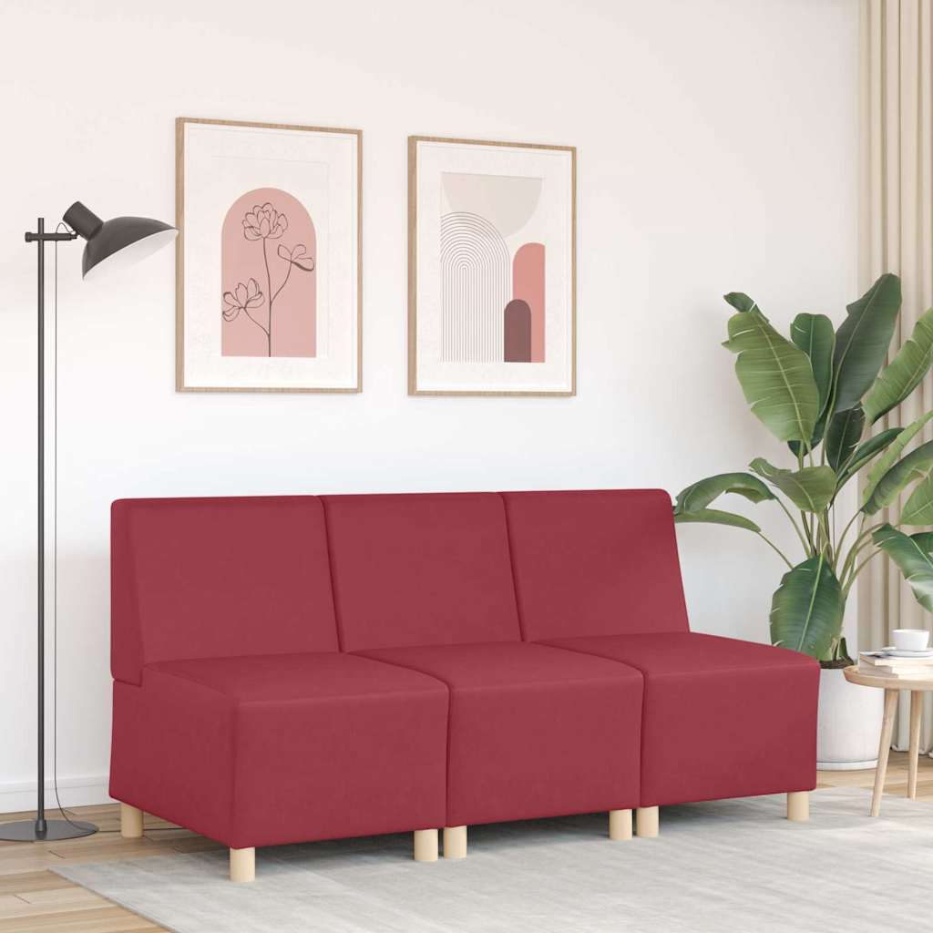 Poltrona sem braços 55 cm couro artificial vermelho tinto