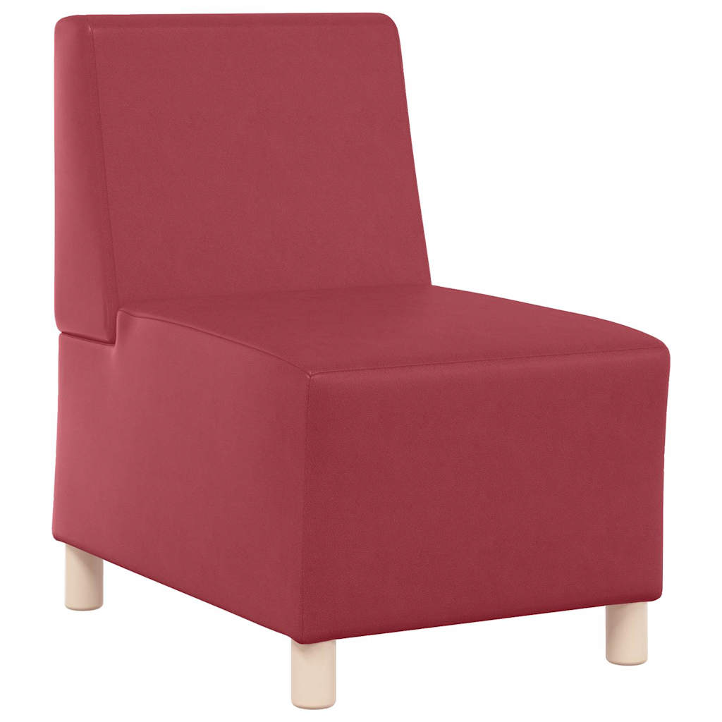 Poltrona sem braços 55 cm couro artificial vermelho tinto