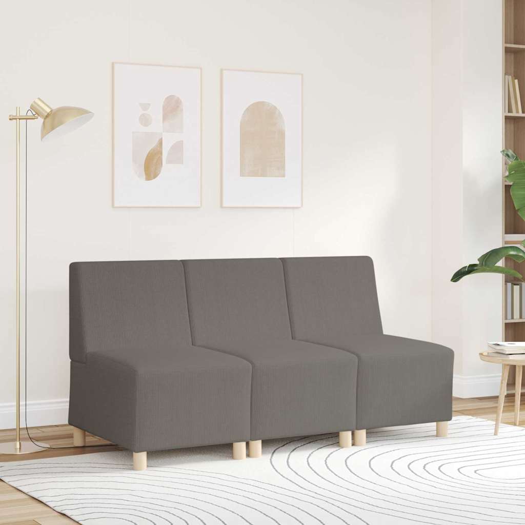 Poltrona sem braços 55 cm tecido corduroy cinzento-claro