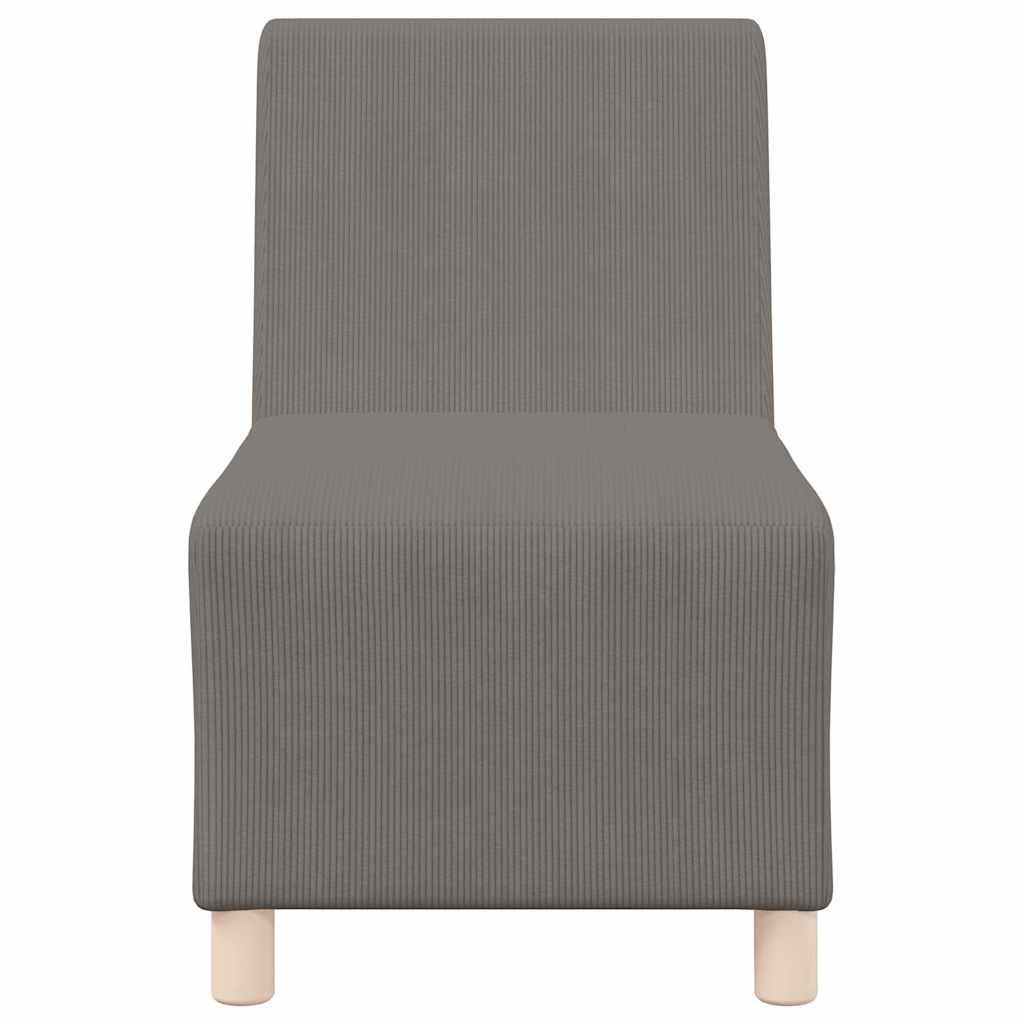 Poltrona sem braços 55 cm tecido corduroy cinzento-claro