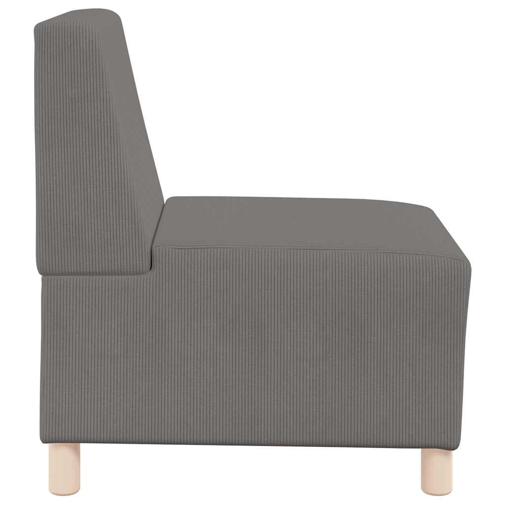 Poltrona sem braços 55 cm tecido corduroy cinzento-claro
