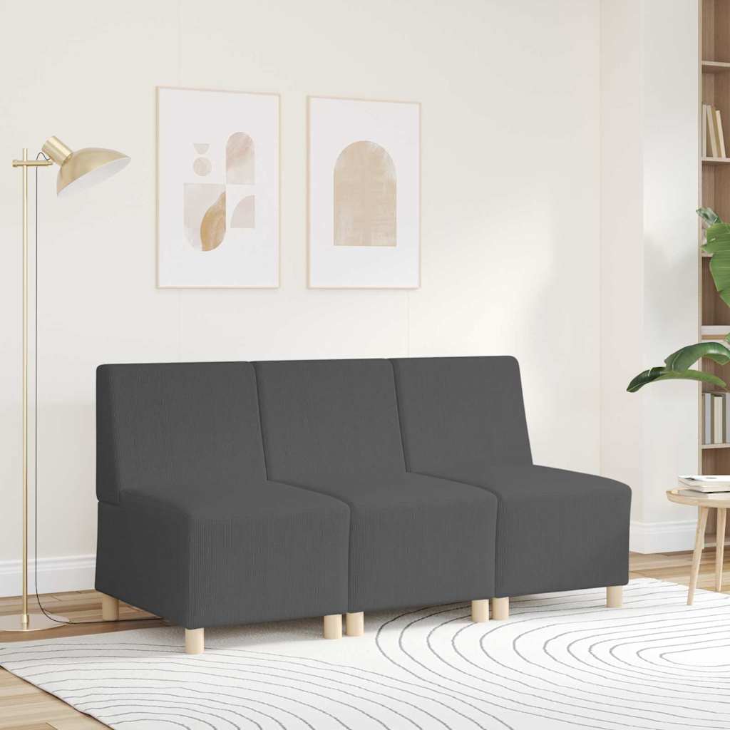 Poltrona sem braços 55 cm tecido corduroy cinzento-escuro